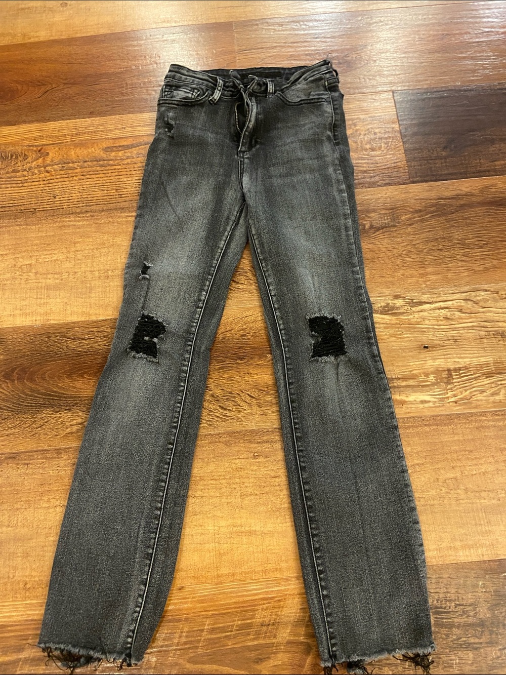 Joe's Jeans Black Washed Skinny Jeans with Knee Distress